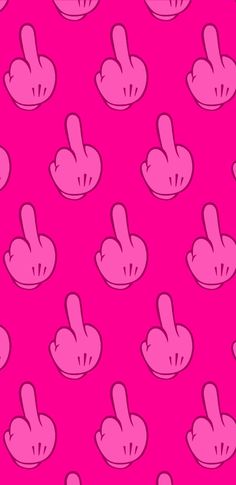 a pink background with two fingers up in the air