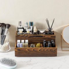 2 Tier Brown Wood Stackable Modular Vanity Storage Organizer Trays, Countertop Makeup Cosmetic Box, 2 Piece Set-MyGift Wooden Vanity Accessories, Wooden Vanity Organizer, Wooden Bathroom Organizer, Wooden Makeup Organizer Target, Wood Makeup Organizer, Makeup Storage Organization, Wooden Vanity, Small Tray, Large Tray