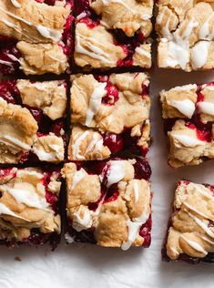 several pieces of dessert sitting on top of each other