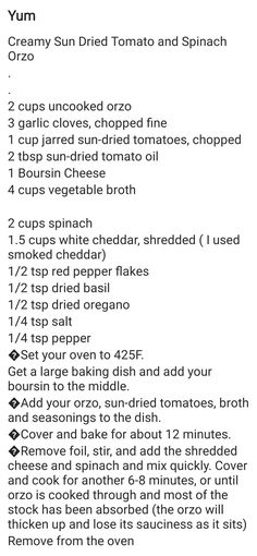 the recipe for creamy sun dried tomato and spinach salad is shown in black text