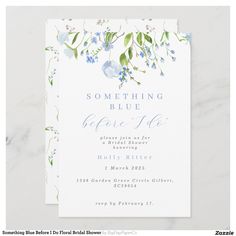 Something Blue Before I Do Floral Bridal Shower Invitation | Zazzle