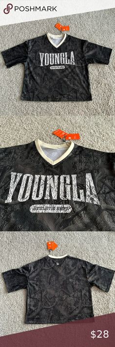 Men's YoungLA, Varsity Camo Cropped Jersey #4187 Dark Tree Camo