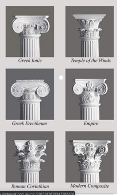 four different types of roman columns