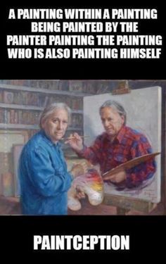 two older men are painting in an art studio