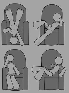 four different positions of a person sitting in a chair