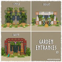 four different types of plants and shrubs in the middle of three separate screens, each with their own name