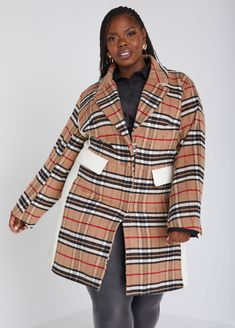 Stay warm and stylish this winter in our plaid flannel coat, a harmonious blend of comfort & fashion. A classic plaid pattern makes this coat a seasonal essential for both casual outings and more dressed-up moments. Featuring two flap pockets at the front and chic button detailing at the sleeve cuffs, this coat adds a cozy yet polished touch to your cold-weather wardrobe. Butterfly Bra, Flannel Coat, Coat Plus Size, Comfort Fashion, Plus Size Fall, Plus Size Coats, Fall Coat, Ashley Stewart, Winter Coats