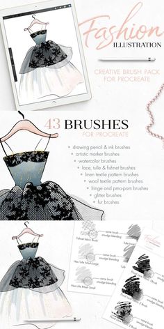 the fashion illustration brushes are designed to look like dresses