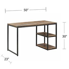 the table is shown with two shelves on one side and an open shelf on the other