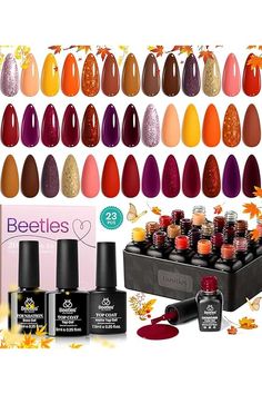 Amazon.com : Fall nail colors Fall Gel Nail Polish, Holiday Nail, Nail Polish Set, Nail Polish Kits, Holiday Nail Art, Gel Top Coat, Long Lasting Nails