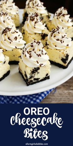 oreo cheesecake bites on a white plate