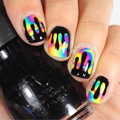 Nails Dipped, Stickers For Nails, Kids Nail Designs, Rainbow Nail, Drip Nails, Nails For Kids, Rainbow Nails