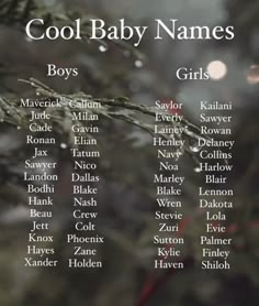 the names of baby names on a tree