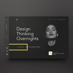 a black and yellow web page with the words design thinking over nights