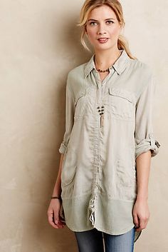 Sunwashed Buttondown Tunic: liked this for sending her daughter off to camp. Looks like something someone would lounge in. Transitional Fashion, Boho Trends, School Clothes, Style Crush, Outfit Combinations, Classy And Fabulous