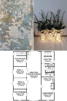 the floor plan for an apartment with plants growing out of it and lights in front