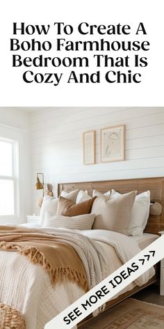 a bed room with a neatly made bed and pillows