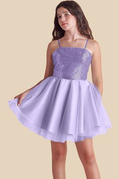 This is sequin bodice dress in lilac purple with full tulle skirt with adjustable straps. Hits above the knee with zipper back detailing. This perfect bat mitzvah dress or party outfit for any girl. Summer Formal Dress, American Apparel Ad, Grad Photography, Tulle Party Dress, Full Tulle Skirt, Mini Prom Dresses, Teen Girl Dresses, Bad Kids, Junior Fashion