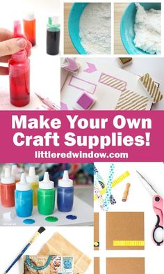 some craft supplies are being displayed with the words make your own craft supplies on them