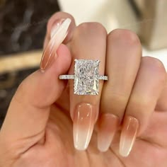 4.50 CT Certified Radiant Cut Lab Grown Diamond Engagement Ring-Hidden Halo Wedding Ring-Anniversary Gift For Her-18K White Gold Ring  ✥ 𝐌𝐚𝐢𝐧 𝐒𝐭𝐨𝐧𝐞 𝐃𝐞𝐭𝐚𝐢𝐥𝐬 ↣ Center Stone Certification: IGI ↣ Center Diamond Shape: Radiant Cut ↣ Center Diamond Weight: 4.50 Ct (App.) ↣ Color: G ↣ Clarity: VS1  ↣ Side Stone Shape: Round Cut ↣ Side Stone Weight: 0.35 CT ↣ Making Process: Handmade - Crafted by our experienced team ↣ Options: Lab Grown Diamond and Natural Diamond (Possible on request while placing an order and Extra Chargeable Service) ✥ 𝐑𝐢𝐧𝐠 𝐃𝐞𝐭𝐚𝐢𝐥𝐬 ↣ Metal Option: Solid Gold (10K, 14K, 18K), 950 Platinum ↣ Metal Finish: Yellow, White, Rose ↣ Stamp/Hallmark: Yes ↣ Metal Report: Yes ❃ Jewelry By Shine Star Services → Customised/Personalised Handmade jewellery → 80+ ant Elongated Radiant, Radiant Cut Moissanite Engagement Ring, Lab Created Diamond Rings Engagement, Fav Products, Pink Engagement Ring, Radiant Cut Engagement Rings, Radiant Engagement Rings, Split Shank Engagement Rings, Oval Cut Engagement Ring