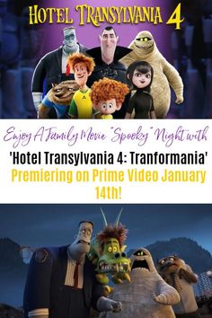 an advertisement for the movie hotel transylvania 4, featuring characters from animation movies and cartoons