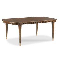 a wooden table with two legs and an oval shaped center piece on one end,