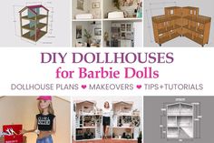 dollhouses for barbie dolls with instructions to make them look like they are made out of wood