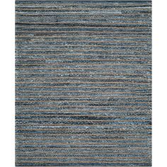 a blue rug with stripes on it