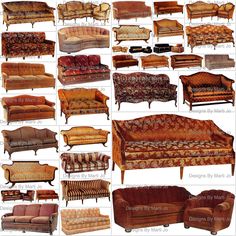 many different types of couches and loveseats are shown in this diagram below