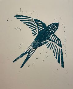 a drawing of a bird flying in the sky