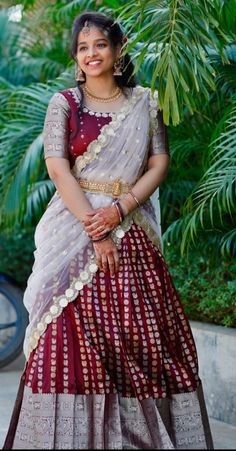 Gruhapravesham Sarees, Kanchi Pattu Lehenga Half Saree, Langa Voni Half Saree, Long Frocks For Women