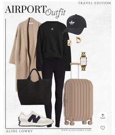 First Class Outfit Airport Style, Varley Outfit Ideas, Travel Comfy Outfit, Fall Airport Outfit, Airport Outfit Fall, Winter Airport Outfit, Fall Vacation Outfits