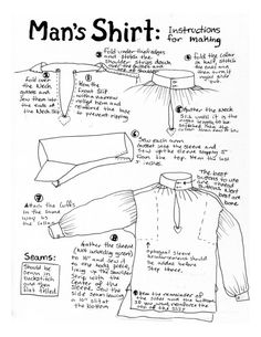 the instructions for how to make a man's shirt