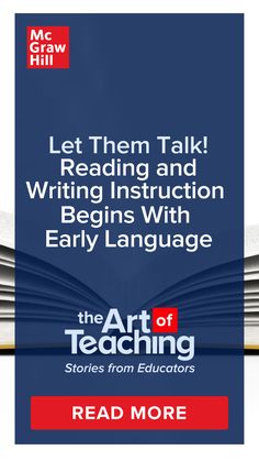 an open book with the title let them talk reading and writing instruction begins with early language