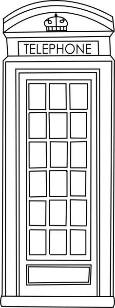 a black and white drawing of a phone booth with the word telephone written on it