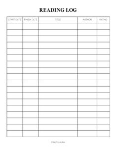 a printable reading log is shown in the form of a blank sheet for students to use