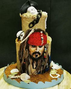 there is a cake with a pirate on it