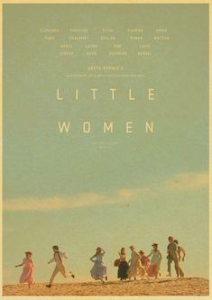 a movie poster for little women with people walking on the beach in front of them