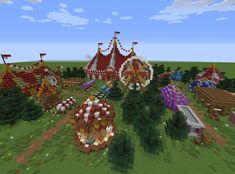 Carnival - Imgur Carnival Minecraft, Circus Minecraft, Minecraft Carnival, Aesthetic Minecraft Builds, Minecraft Cottage, Minecraft Plans, Minecraft Inspo