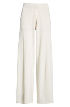 Loudly proclaim quiet luxury in pull-on pants knit in Italy from supersoft cashmere. Pull-on style Side-seam pockets 100% cashmere Dry clean Made in Italy Designer Clothing Luxury Beige Wide Leg Loungewear Pants, Cashmere Wide Leg Loungewear Bottoms, Fall Cashmere Wide-leg Bottoms, Casual Wide-leg Cashmere Pants, Elegant Wide-leg Cashmere Pants, Luxury Pants, Dirty Rice, Cashmere Pants, Dresses Classy