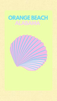 an orange beach poster with pink scallop