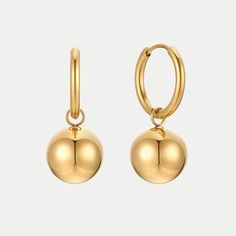 Make a statement with Aleis Earrings. Perfectly petite gold balls hang elegantly from your ears, making any outfit look instantly classic and chic. Whether you're out for a night on the town or just looking for an everyday accessory, these earrings are sure to make you shine! …………………………………. D E T A I L S • Materials: Stainless steel, 18k gold plating • Hoop Diameter: 1.6 cm (0.62 inches) • Ball Width: 1.2 cm (0.5 inch) • Earrings Length: 3.0 cm (1.1 inches) • This product is hypoallergenic, wate Contemporary Fine Jewelry, Modern Muse, Free Earrings, Minimal Jewelry, Everyday Accessories, Outfit Look, Jewelry Branding, Jewelry Care, Gold Plating