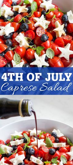 the fourth of july caprese salad is ready to be eaten