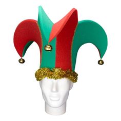 "Get this Awesome Christmas Jester Hat Today! This Christmas Jester Hat will definitely make you stand out at your next Party, Wedding, Corporate Event, Birthday, Quinceanera, or Halloween Party! Product Details: ✓Made in the USA ✓Handmade ✓High Quality Foam ✓One Size Fits Most ✓Customizable to your preferences \"This is where your party starts\". Give your next party a new life and rediscover your youth with Foam Party Hats. Foam Party Hats Guarantee At Foam Party Hats we believe our hats help Red Christmas Costume Hat And Headpiece, Red Christmas Costume Hat, Adjustable Christmas Costume Hats, Christmas Party Hat, Christmas Party Hats, Christmas Elf Costume, Jester Costume, Christmas Tree Hat, Foam Party