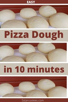 three different stages of making pizza dough in 10 minutes