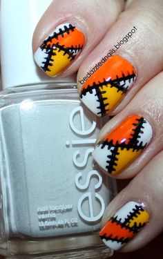 Bedazzled Nails, Candy Corn Nails, Finger Nail Art, Nails Halloween