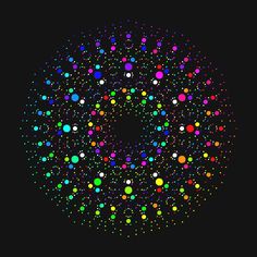 colorful dots in the shape of a circle on a black background