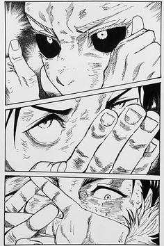 an image of a comic page with two different faces and one is holding his hand to his face