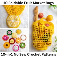 crochet fruit market bag pattern 10 in 1 no sew