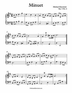 the music score for minuett